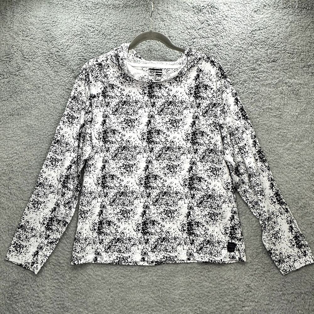 Phat Farm Women's Large Black White Hooded Pullover Long Sleeves Y2K Casual‎